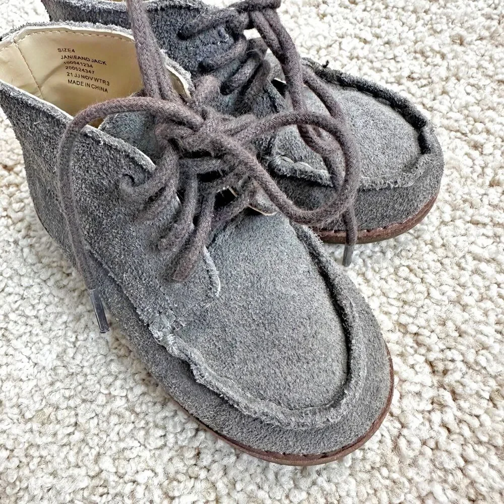 Janie & Jack Grey Leather Lace Up Boot Shoes Baby Size 4